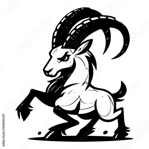 Ibex goat isolated on white background