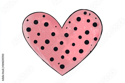 Heart Shape Design With Polka Dots in Pink and Black Colors for Creative Proj...