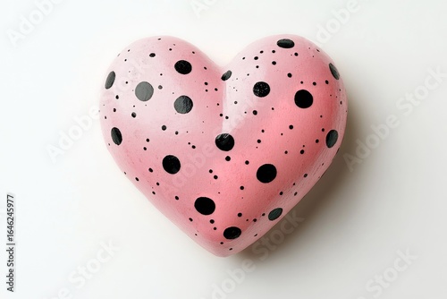 Heart Shape Design With Polka Dots in Pink and Black Colors for Creative Proj...