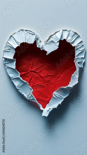 Heart Shaped Torn Paper With Red Background Highlighting Love and Emotion for...