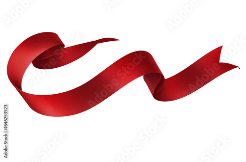  Logo with a red ribbon on a white background, vector art, fluttering in the wind, red cloth.