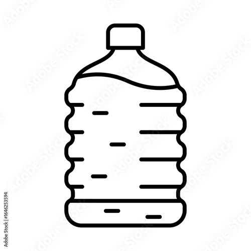 Plastic bottle with water icon. Aqua or liquid thin line illustration.