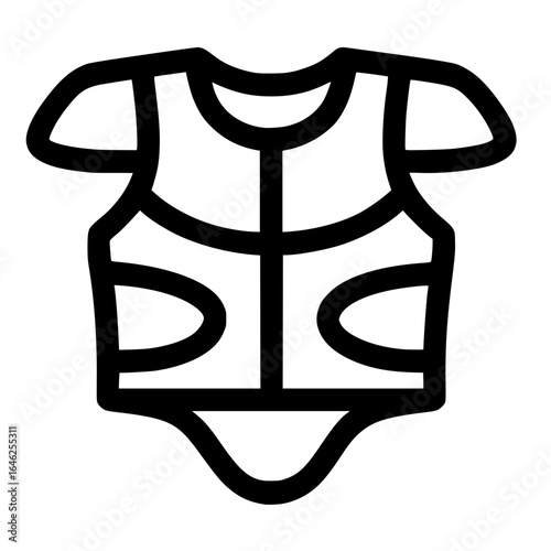 Simple Outline Icon of Protective Sports Gear and Armor
