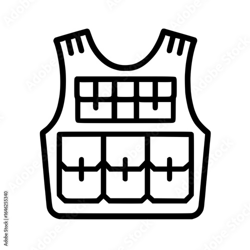 Tactical Vest Icon Outline Style Isolated
