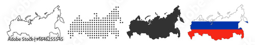 russia map flag icons collection on transparent background