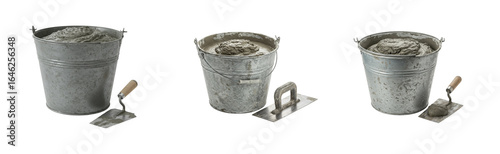 Construction action with buckets of cement workshop setting product industrial environment building concept. Cut out set png