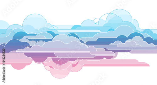 Stylized Cloud Illustration, Abstract Art, Digital Design, Modern Aesthetic, Colorful Background, Creative Viewpoint, Atmospheric Concept