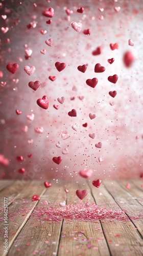 Floating Red Hearts Create a Romantic Atmosphere in a Festive Setting