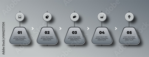 Silver 3D Infographic Bullet Point Banners with Glossy Shine for Business Steps or Process in Vector Design