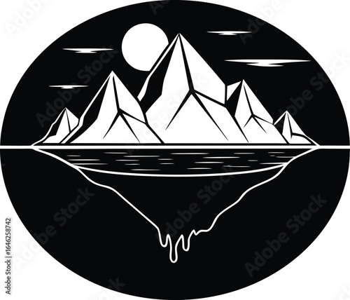 Glacier Calving Into Ocean Silhouette | Iceberg Breaking Into Sea Silhouette
