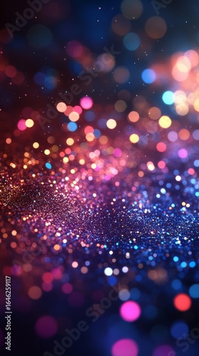 Colorful Bokeh Lights Sparkle on a Dark Background Creating a Festive Atmosph...