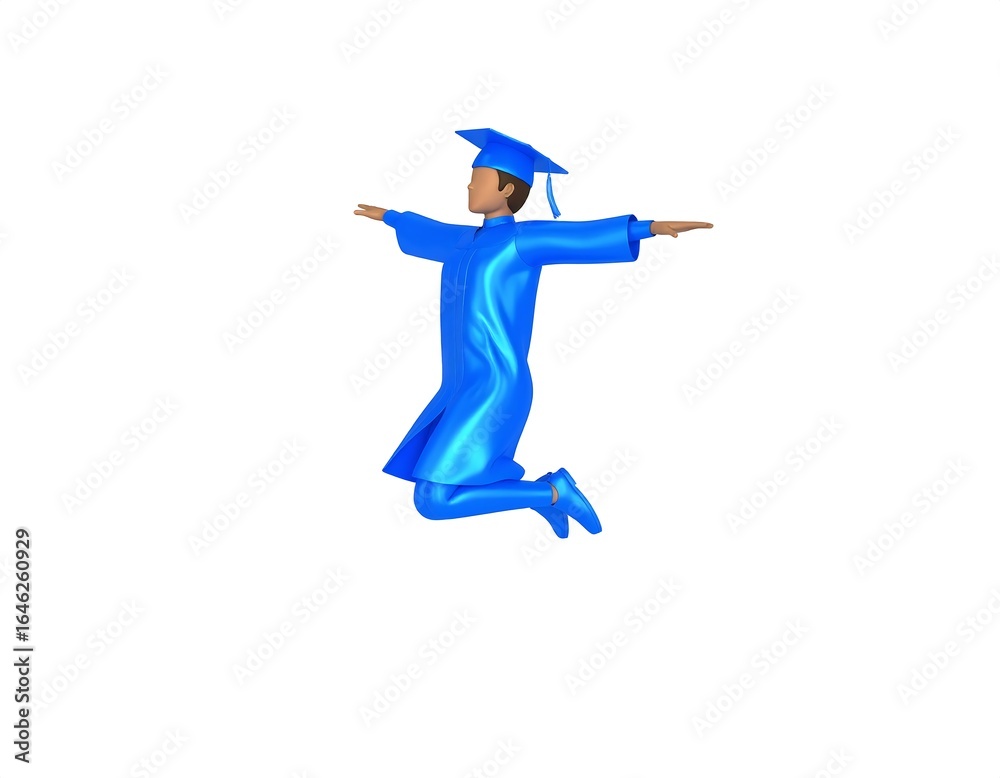 Fototapeta premium Jubilant graduate leaps for joy