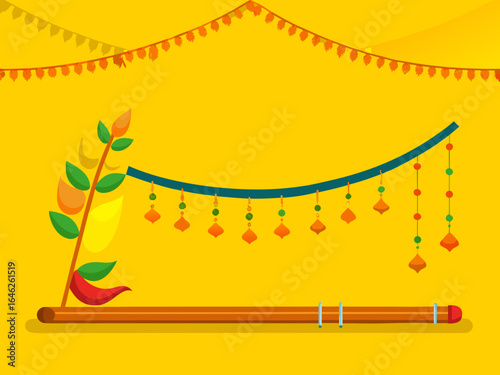 Janmashtami Greeting Background with Garlands