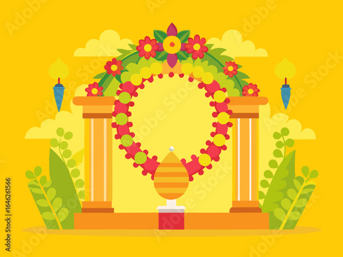Janmashtami Vector Background with Vrindavan Forest
