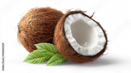 3D Coconut Fruit Icon on White Background for Graphic Design Projects