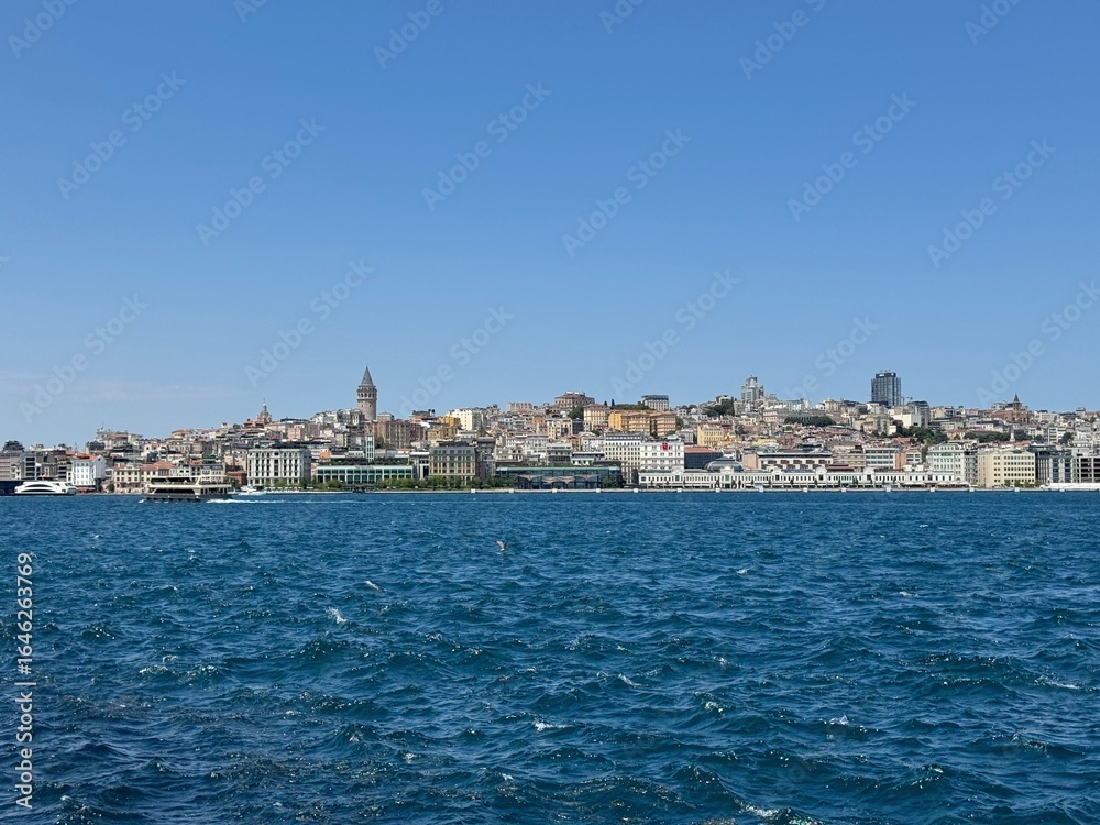 Fototapeta premium Sunny Day View of Istanbul and the Bosphorus, Turkey. 