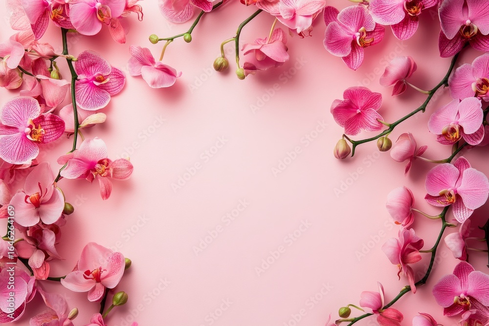 Pink Orchid Flowers Arranged Beautifully on a Pastel Background for Decorative Purposes