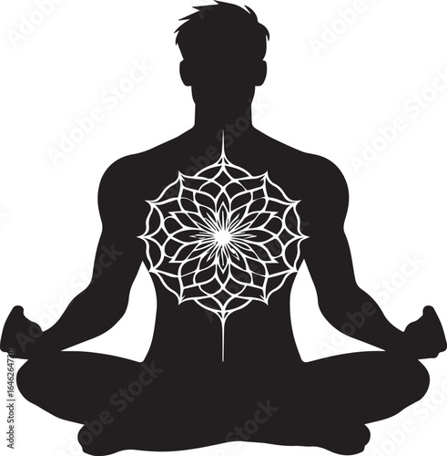 Silhouette of a yoga man vector illustration.