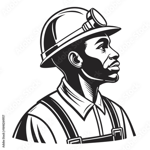 Vector art of miner wearing a helmet isolated on white background