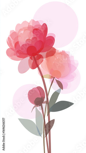 simple illustration of red and pink flowers