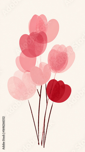 simple illustration of red and pink flowers