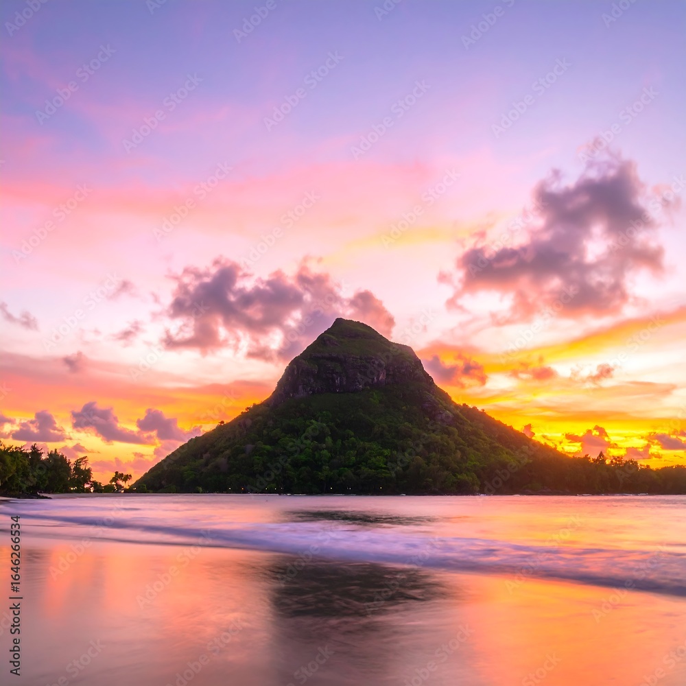Fototapeta premium Dramatic sunset over a tropical beach (2)