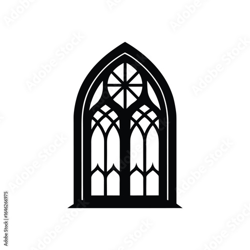 Elegant Gothic Window Vector Pack with Unique Patterns on White Background
