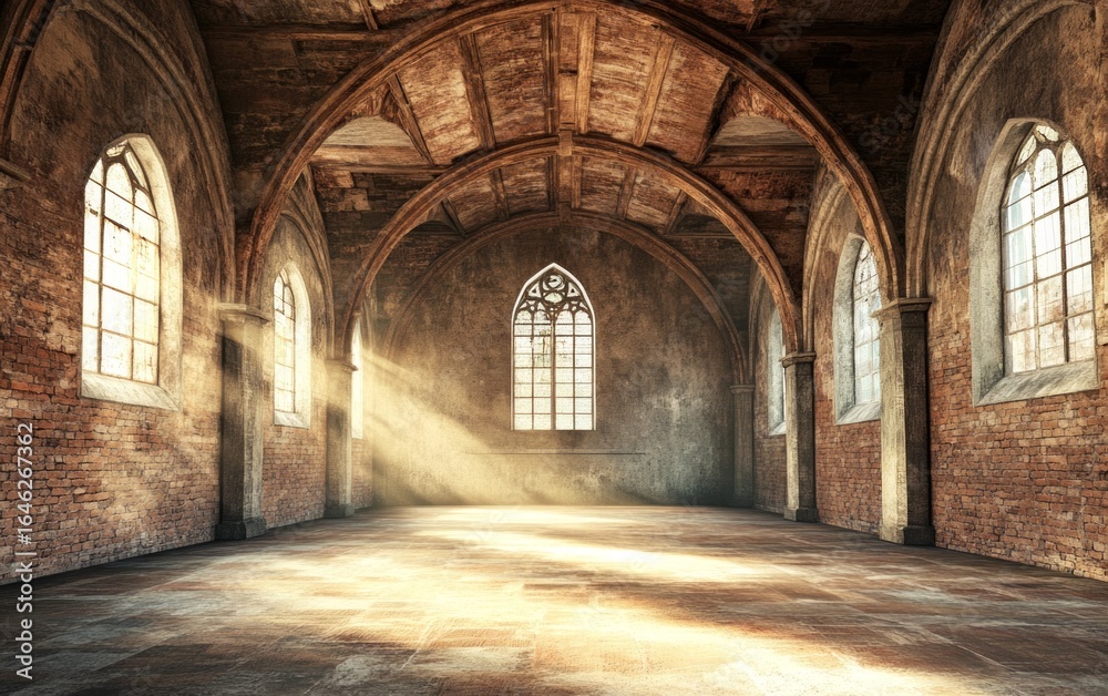 Fototapeta premium Dramatic Vaulted Ceiling in an Old Church Interior