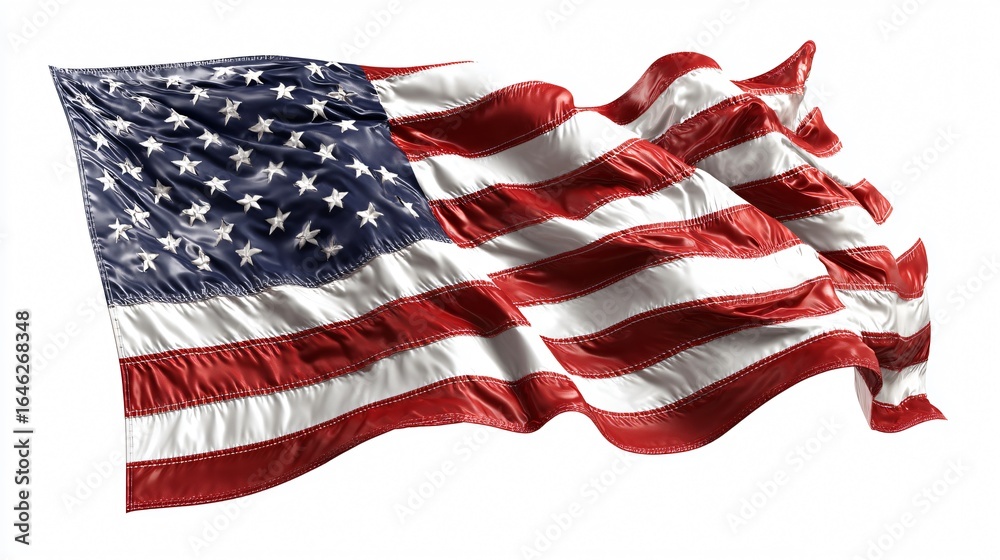 Obraz premium USA National Flag Isolated on White Background - Patriotic American Symbol