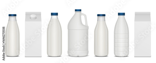 Set of vector milk containers