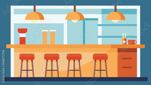 Flat Vector Bar Interior Stools Urban Nightlife Design
