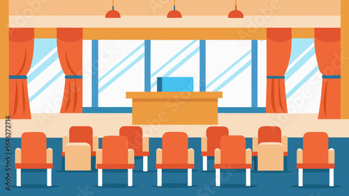 Flat Vector Conference Hall Chairs Office Interior Design