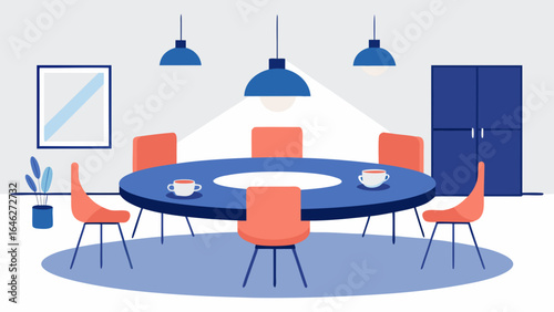 Minimalist Meeting Room Round Table Office Interior Design