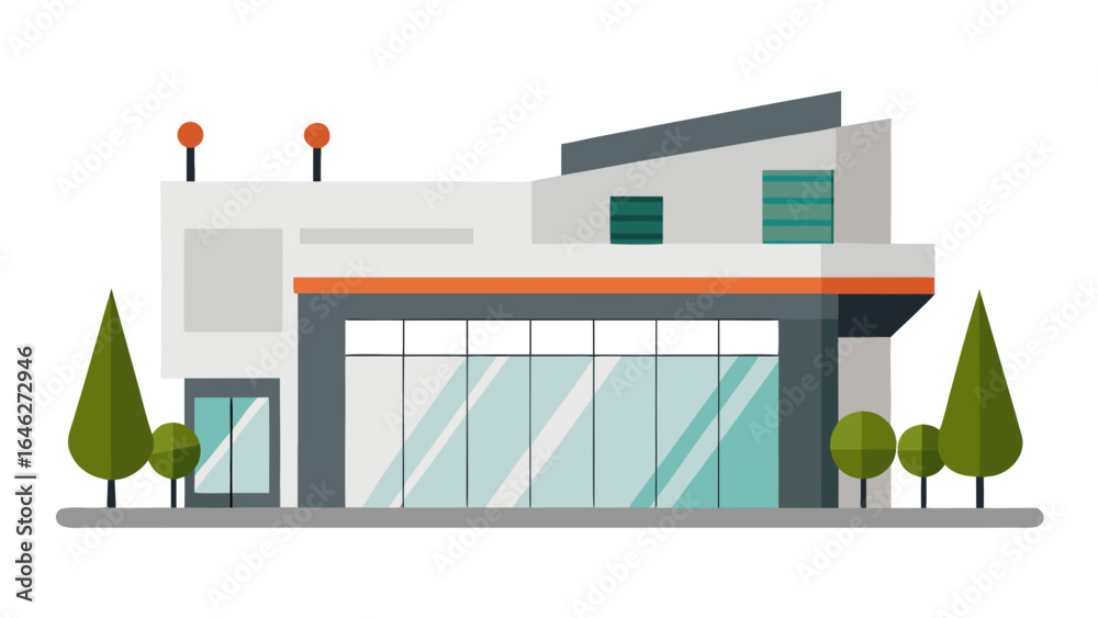 Obraz premium Minimalist Modern Shopping Mall Exterior Urban Retail Design