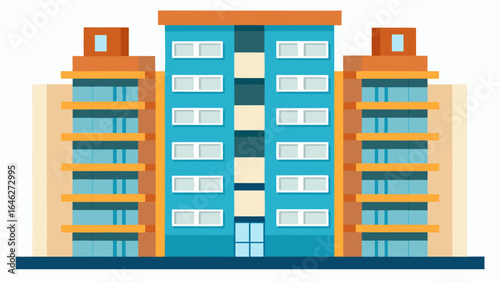 Flat Vector High Rise Apartments Balconies Urban Residential Design