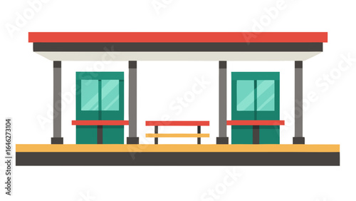 Flat Vector Subway Station Platform Minimal Details Urban Transport Design
