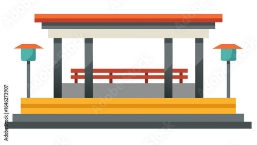 Flat Vector Subway Station Platform City Urban Transportation Graphic