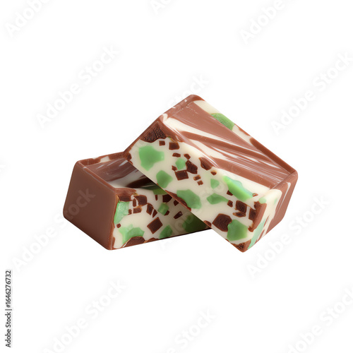 Wallpaper Mural Two pieces of layered mint chocolate fudge with green swirls and chocolate chips Torontodigital.ca