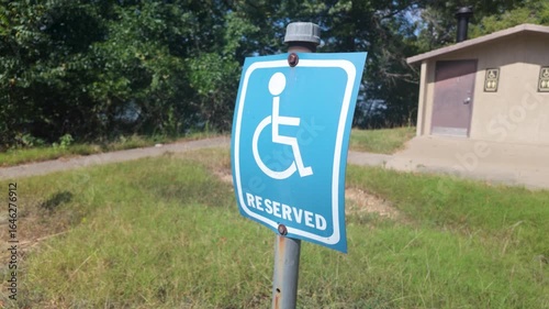 Reserved sign for handicap parking at Fellows Lake