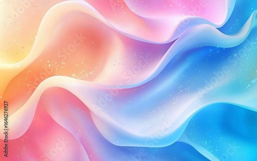 Abstract Fluid Pastel Colors with Sparkling Particles and Gentle Curves