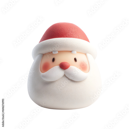Santa Claus head with red hat and jolly smile, 3D render — white isolated background