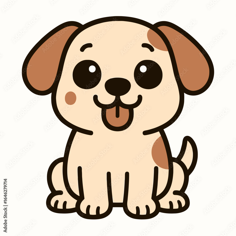 Adorable beige cartoon dog with floppy ears and a cheerful expression on white background. Ideal for children’s books, games, and pet-themed projects Adorable beige cartoon dog with floppy ears and a cheerful expression on white background. Ideal for children’s books, games, and pet-themed projects