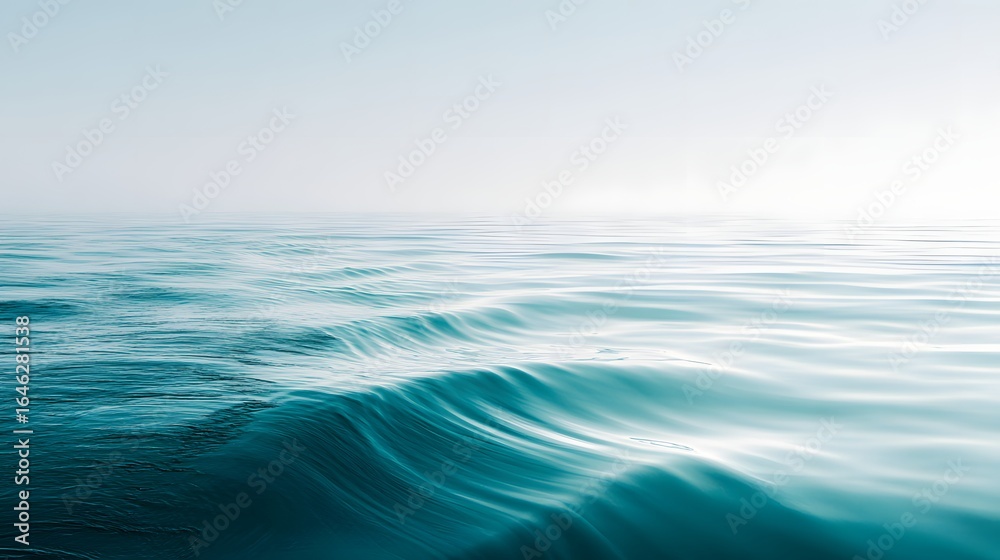 Fototapeta premium Gentle ocean waves in soft teal hues.