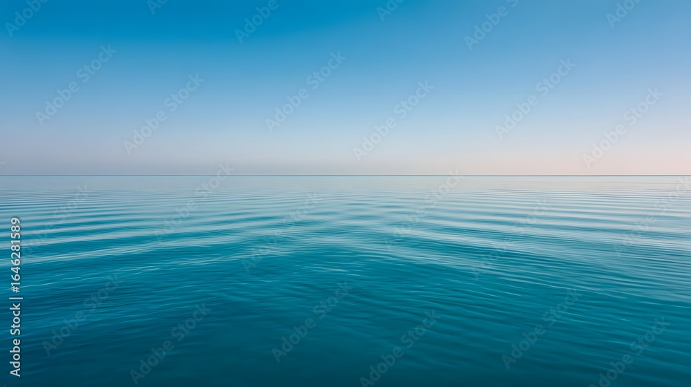 Fototapeta premium Calm water surface reflecting a clear sky.