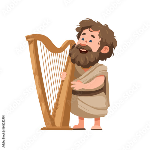 The loyal servant David playing the harp