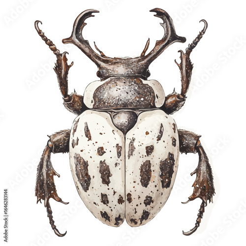 watercolor of Goliath Beetle, vector, isolated on a white background.
