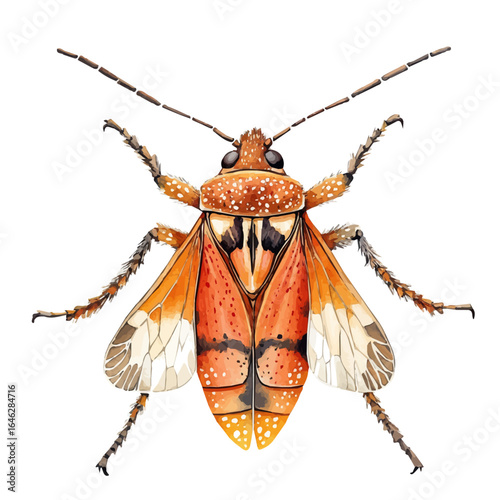watercolor vector of Giant Water Bug, isolated on a white background.
