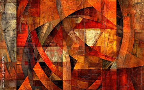 Abstract Geometric Composition in Warm Earth Tones