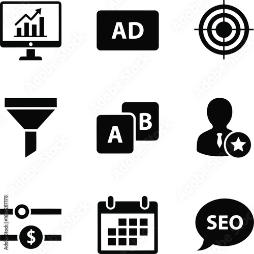 Digital Marketing Icons SEO, Ads, Analytics & More
