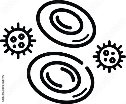 Medical Illustration of Red Blood Cells and Viruses A Scientific Representation